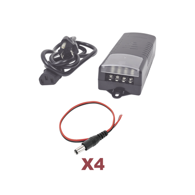 Kit con fuente EPCOM con salida de 12 Vcc a 5 Amper con 4 salidas / Incluye conectores - imagen 1
