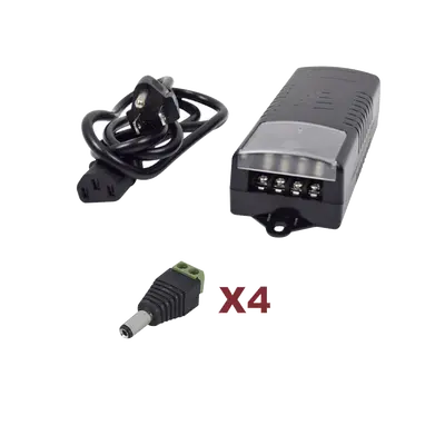 Kit con fuente EPCOM con salida de 12 Vcc a 5 Amper con 4 salidas / Incluye conectores JR52 - imagen 1