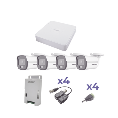 KIT COLORVU TURBOHD 1080p Lite / DVR 4 Canales / 4 Cámaras Bala (exterior 2.8 mm) / Transceptores / Conectores / Fuente de Poder Profesional - imagen 1