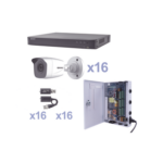 KIT TurboHD 1080p / DVR 16 Canales / 16 Cámaras Bala (exterior 2.8 mm) / Transceptores / Conectores / Fuente de Poder Profesional miniatura 1