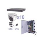KIT TurboHD 1080p / DVR 16 Canales / 16 Cámaras Eyeball (exterior 2.8 mm) / Transceptores / Conectores / Fuente de Poder Profesional miniatura 1