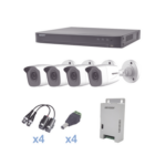 KIT TurboHD 1080p / DVR 4 Canales / 4 Cámaras Bala Metálicas (exterior 2.8 mm) / Transceptores / Conectores / Fuente de Poder Profesional miniatura 1