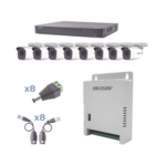 KIT TurboHD 1080p / DVR 8 Canales / 8 Cámaras Bala (exterior 2.8 mm) / Transceptores / Conectores / Fuente de Poder Profesional hasta 15 Vcc para Larga Distancias miniatura 1