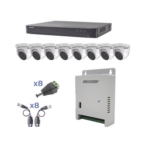 KIT TurboHD 1080p / DVR 8 Canales / 8 Cámaras Eyeball (exterior 2.8 mm) / Transceptores / Conectores / Fuente de Poder Profesional hasta 15 Vcc para Larga Distancia miniatura 1