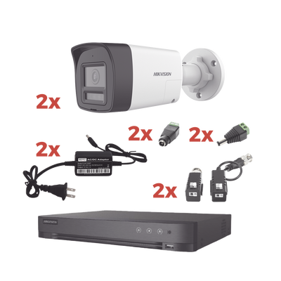 Kit Audio Bidireccional TurboHD 1080p / DVR 4 Canales / 2 Cámaras Bala (Exterior) con Bocina y Microfóno Integrado / 2 Fuentes de Poder / Accesorios - imagen 1
