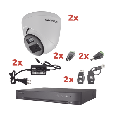 Kit Audio Bidireccional TurboHD 1080p / DVR 4 Canales / 2 Cámaras Eyeball (Exterior) con Bocina y Microfóno Integrado / 2 Fuentes de Poder / Accesorios - imagen 1