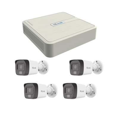 Kit IP 4 Megapixel / NVR de 4 Canales con 4 Puertos PoE / 4 Cámaras IP Dual Light con Micrófono Integrado / Bala para Exterior - imagen 1