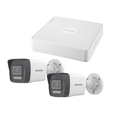 Kit IP 1080p (2 Megapixel) / NVR de 4 Canales con 4 Puertos PoE / 2 Cámaras Bala IP con Microfono Integrado / ColorVu Lite y ACUSENSE Lite - imagen 1