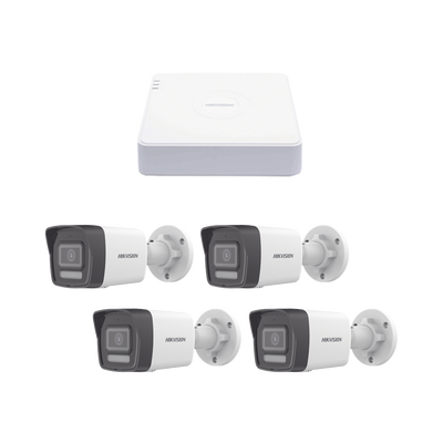 Kit IP 1080p (2 Megapixel) / NVR de 4 Canales con 4 Puertos PoE / 4 Cámaras IP Bala ColorVu Lite y ACUSENSE Lite / Micrófono Integrado - imagen 1