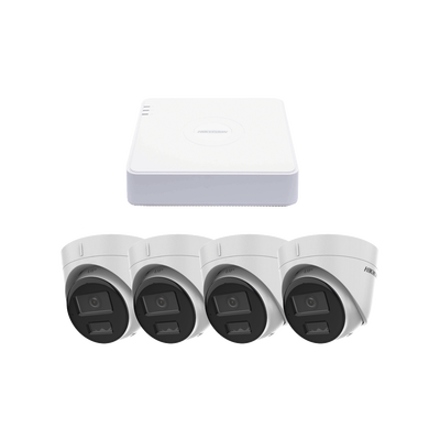 Kit IP 1080p (2 Megapixel) / NVR de 4 Canales con 4 Puertos PoE / 4 Cámaras IP Turret con Micrófono Integrado / ColorVu y ACUSENSE Lite - imagen 1