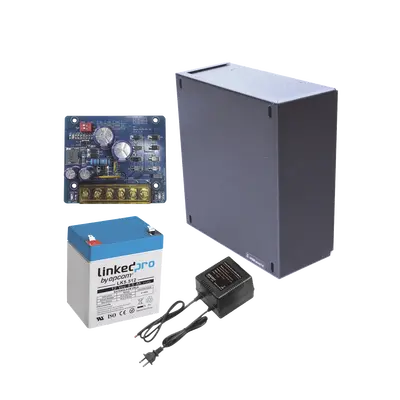 Kit con fuente PLB2 con salida de 12 Vcc a 1.5 Amper, incluye transformador y batería de 12 V a 5.5 Amper - imagen 1