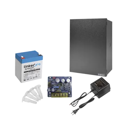 Kit con fuente PLB3 con salida de 12 Vcc a 4 Amper, incluye transformador y batería de 12 V a  5.5 Amper - imagen 1