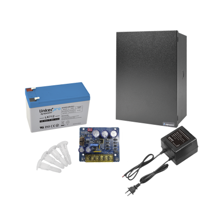 Kit con fuente PLB3 con salida de 12 Vcc a 4 Amper, incluye transformador y batería de 12 V a 7 Amper - imagen 1