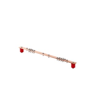 Barra Distribución Tierra Rack 19 in / Cobre 100% / 550A / Aisladores Rojos / 0.64 cm (0.25 in) / J-STD-607-A