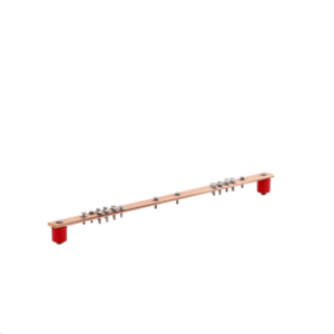 Barra Distribución Tierra Rack 19 in / Cobre 100% / 550A / Aisladores Rojos / 0.64 cm (0.25 in) / J-STD-607-A