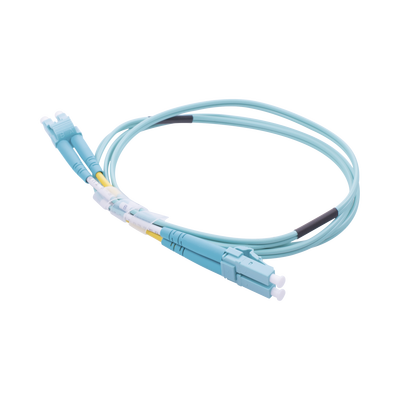 Jumper de Fibra Óptica Multimodo OM3 50/125 LC-LC OFNR (Riser), 2.0 mm, Dúplex, Aqua, 1 Metro (3.28 Pies) - imagen 1