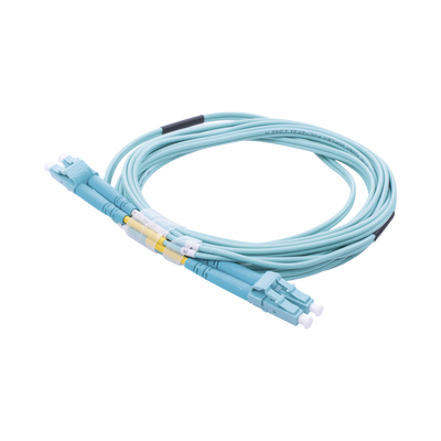 Jumper de Fibra Óptica Multimodo OM3 50/125 LC-LC OFNR (Riser), 2.0 mm, Dúplex, Aqua, 3 Metros (9.84 Pies) - imagen 1