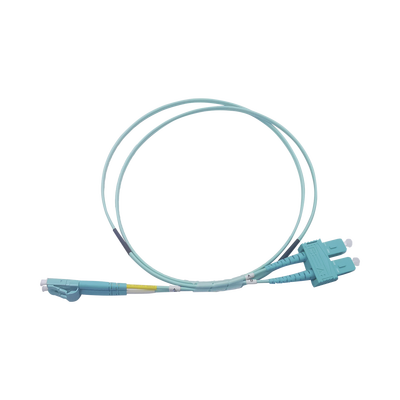 Jumper de Fibra Óptica Multimodo OM3 50/125 LC-SC OFNR (Riser), 2.0 mm, Dúplex, Aqua, 2 Metros (6.56 Pies) - imagen 1