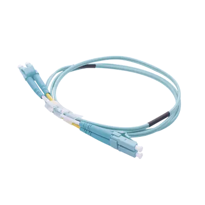Jumper de Fibra Óptica Multimodo OM4 50/125 LC-LC OFNR (Riser), 2.0 mm, Dúplex, Aqua, 1 metro (3.28 pies) - imagen 1