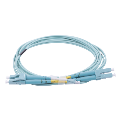 Jumper de Fibra Óptica Multimodo OM4 50/125 LC-LC OFNR (Riser), 2.0 mm, Dúplex, Aqua, 2 Metros (6.56 Pies) - imagen 1