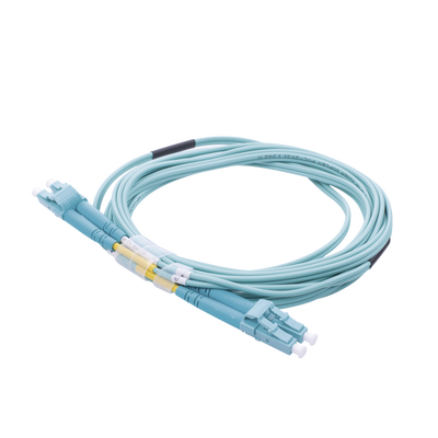 Jumper de Fibra Óptica Multimodo OM4 50/125 LC-LC OFNR (Riser), 2.0 mm, Dúplex, Aqua, 3 Metros (9.84 Pies) - imagen 1