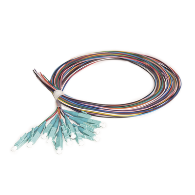 Kit de 12 Pigtails LC Multimodo OM3 50/125, Conectores Aqua, 2 Metros (6.56 Pies) - imagen 1