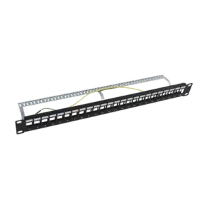 Patch Panel Modular Blindado (STP) de 24 Puertos, con Barra para Organizar Cable