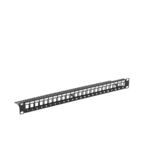 Patch Panel Modular sin Blindaje de 24 Puertos, 1U, con Barra para Organizar Cable