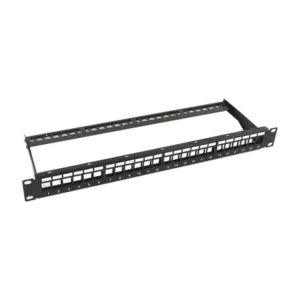 Patch Panel Modular sin Blindaje de 24 Puertos, 1U, con Barra para Organizar Cable
