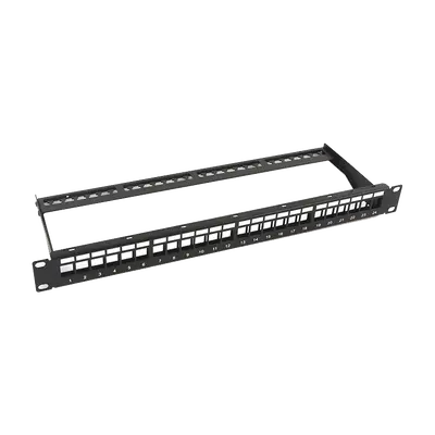 Patch Panel Modular sin Blindaje de 24 Puertos, 1U, con Barra para Organizar Cable - imagen 1