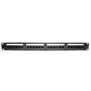 Panel de Parcheo de Impacto (110) UTP de 24 Puertos Cat5e, 19 Pulgadas con Barra para Organizar Cable