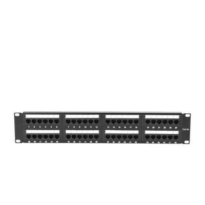 Panel de Parcheo de Impacto (110) UTP de 48 Puertos Cat5e 19 Pulgadas (48.26 cm), 2U con Barra para Organizar Cable - imagen 4