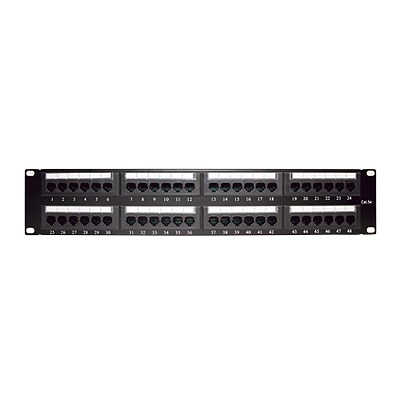 Panel de Parcheo de Impacto (110) UTP de 48 Puertos Cat5e 19 Pulgadas (48.26 cm), 2U con Barra para Organizar Cable - imagen 1