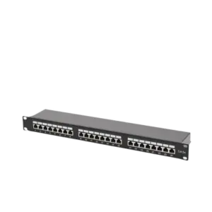Panel de Parcheo de Impacto Blindado (STP) de 24 Puertos Cat5e, 19 Pulgadas