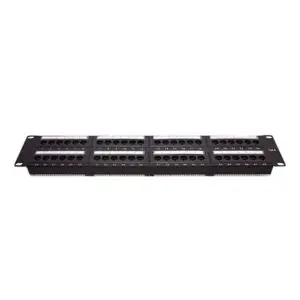 Panel de Parcheo de Impacto (110) UTP de 48 Puertos Cat6, 19 Pulgadas (48.26 cm), 2U, con Barra para Organizar Cable