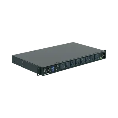 PDU Switchable y Monitoreable por Toma (MS) para Distribución de Energía, Enchufe de Entrada NEMA 5-15P, Con 8 Salidas 5-20R, Horizontal 19in, 120 Vca, 15 Amp, 1UR - imagen 1