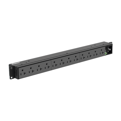 PDU Básico para Distribución de Energía, Enchufe de Entrada NEMA 5-20P, Con 12 Contactos NEMA 5-20R, Instalación Horizontal de 19in, 1UR, 20 Amp, 120 Vca - imagen 1