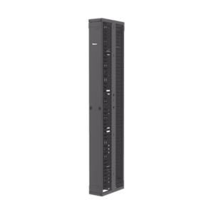 Organizador Vertical PatchRunner™, Doble (Frontal y Posterior), Para Rack Abierto de 45 Unidades, 8in de Ancho, Color Negro
