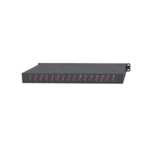 Fuente 12 Vcc / Industrial / tipo RACK / 20 Amperes / 16 salidas / 1.25 Amperes por salida administrada / 2.5 Amperes por salida máxima