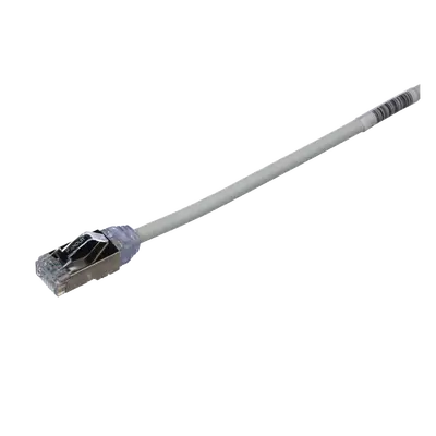Patch Cord Cat6A, Diametro Reducido 28 AWG, Blindado S/FTP, CM/LS0H, 20 cm (7.87 Pulgadas), Color Gris - imagen 1