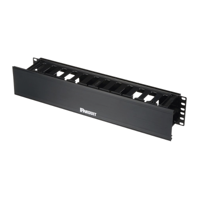 Organizador de Cables Horizontal PatchLink, Sencillo (Solo Frontal), Con Tapa Extendida, Para Rack de 19in, 2UR - imagen 1