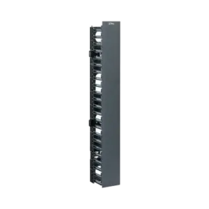 Organizador Vertical NetRunner, Sencillo (Solo Frontal), Para Rack Abierto de 45 Unidades, 4.9in de Ancho, Color Negro