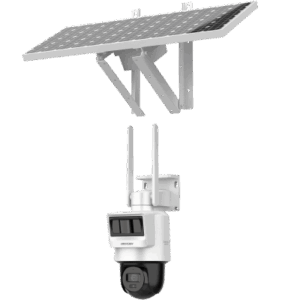 Kit Solar IP All in One / Doble Detección (Radar + PIR) / PT IP 4 Megapixel / Lente 2.8 mm / Panel Solar / Batería de Respaldo de Litio 90Wh (Hasta 2 días) / Conexión 4G / Audio de Dos Vías / Accesorios de Inst. / Direc