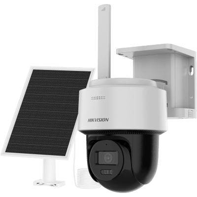 Kit Solar IP All in One / AOV / PT IP 4 Megapixel / Lente 2.8 mm / Panel Solar + Batería de Respaldo de Litio (9000 mAh) / Conexión 4G / Audio de Dos Vías / Dual Light / IP66 / Micro SD - imagen 1