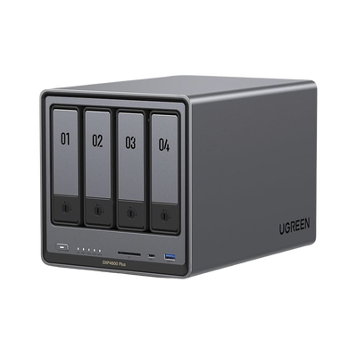 NAS UGREEN NASync DXP4800 Plus / Procesador Intel Pentium Gold 8505 5 Núcleos / 4 Bahías SATA + 2 M.2 NVMe PCIe 4.0 / 8GB DDR5 Expandible a 64GB / 10GbE + 2.5GbE / USB 3.2 Gen 2 Tipo C / HDMI 4K / Sistema Almacenamiento Conectado Red - imagen 1