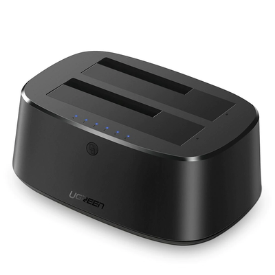 Base USB 3.0 para Disco Duro de Doble Bahía | Soporta Discos SATA de 2.5′ & 3.5´ | Soporta discos de 12TB | Compatible con UASP, SATA 3.0 | Con adaptador de corriente 12V3A | Cable USB 1M | Alta Velocidad | Modo Clonación. - imagen 1