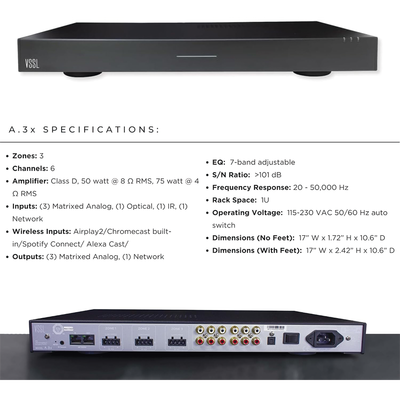VSSL 3 zonas, 6x50W, con Chromecast, Alexa Cast, Airplay, Spotify Conn en cada zona – funciona con GoogleAsst - imagen 8
