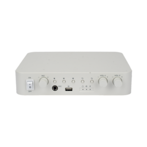 Amplificador | Bluetooth | 2 Canales con Control de volumen Independiente | 30 W por Canal | Salida 4-8 Ω x 2 | 100V COM x 2 | Una Zona | Música Ambiental