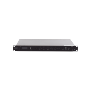Amplificador de Audio | 1 canal | 350 W | Sistema 100V y Baja Impedancia | 4 Entradas de Micrófono Balanceadas | Bluetooth | USB | SD | FM | Montaje en Rack