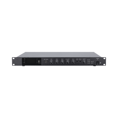 Amplificador de Audio | 1 canal | 350 W | Sistema 100V y Baja Impedancia | 4 Entradas de Micrófono Balanceadas | Bluetooth | USB | SD | FM | Montaje en Rack - imagen 1